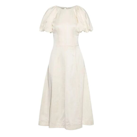 Rebecca Vallance Aimee Open Back Sateen Midi Dress In Ivory Size 8 - Picture 7 of 16